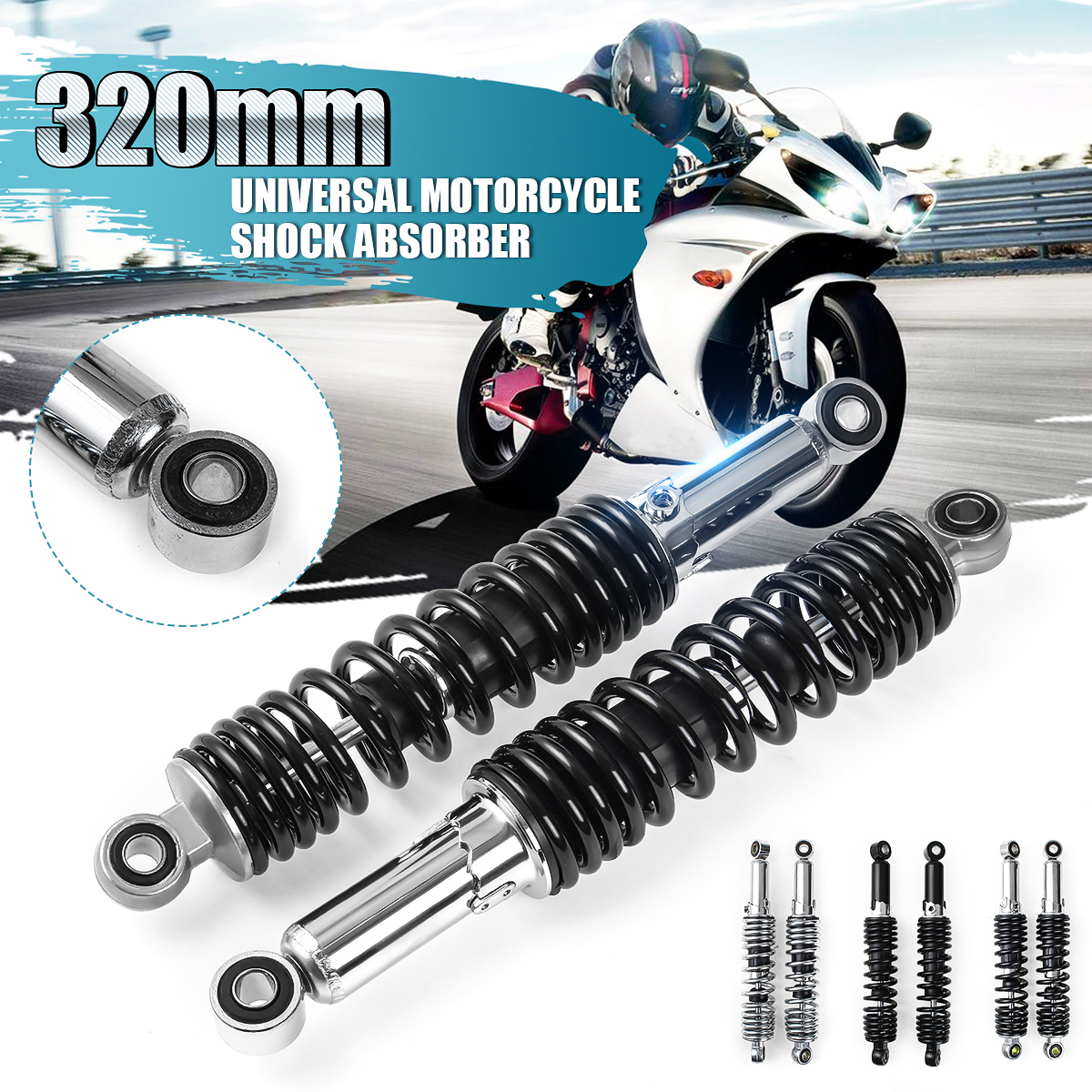 320mm-Motorcycle-Rear-Shock-Absorbers-Exhaust-Muffler-Universal-1469684