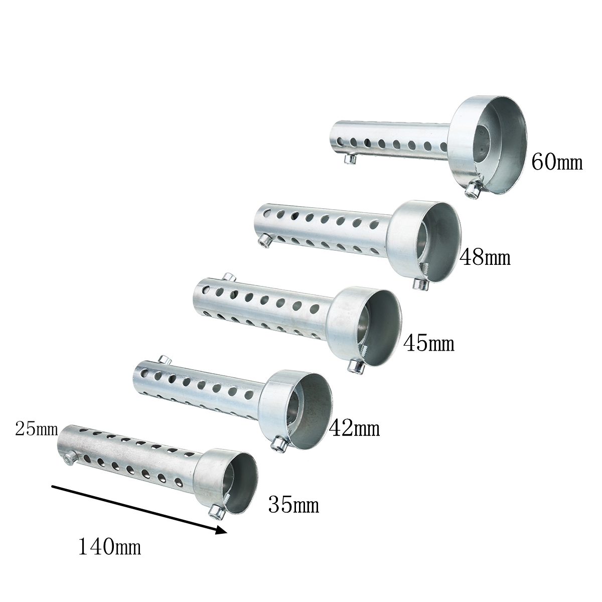 35mm42mm45mm48mm60mm-Motorcycle-Exhaust-Can-Muffler-Silencer-Chrome-Universal-1253685