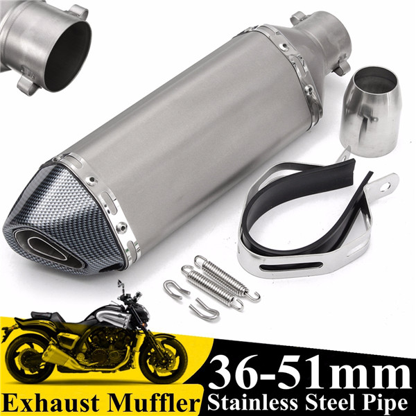 36-51mm-Universal-Motorcycle-Black-Carbon-Fiber-Exhaust-Muffler-Pipe-w-DB-Killer-1104574