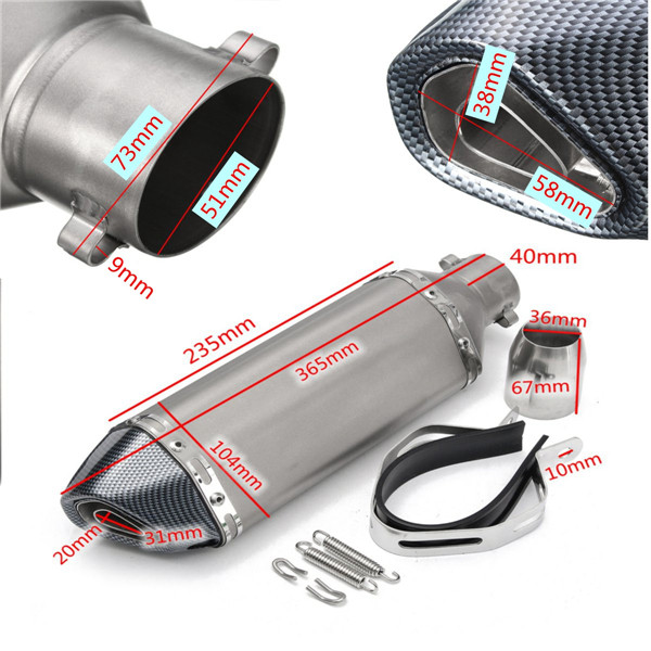 36-51mm-Universal-Motorcycle-Black-Carbon-Fiber-Exhaust-Muffler-Pipe-w-DB-Killer-1104574