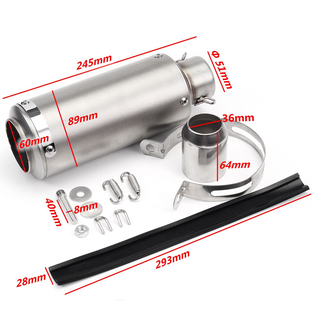 36mm-51mm-Motorcycle-Exhaust-Pipe-Scooter-ATV-Modified-Titanium-Shell-Universal-1245196
