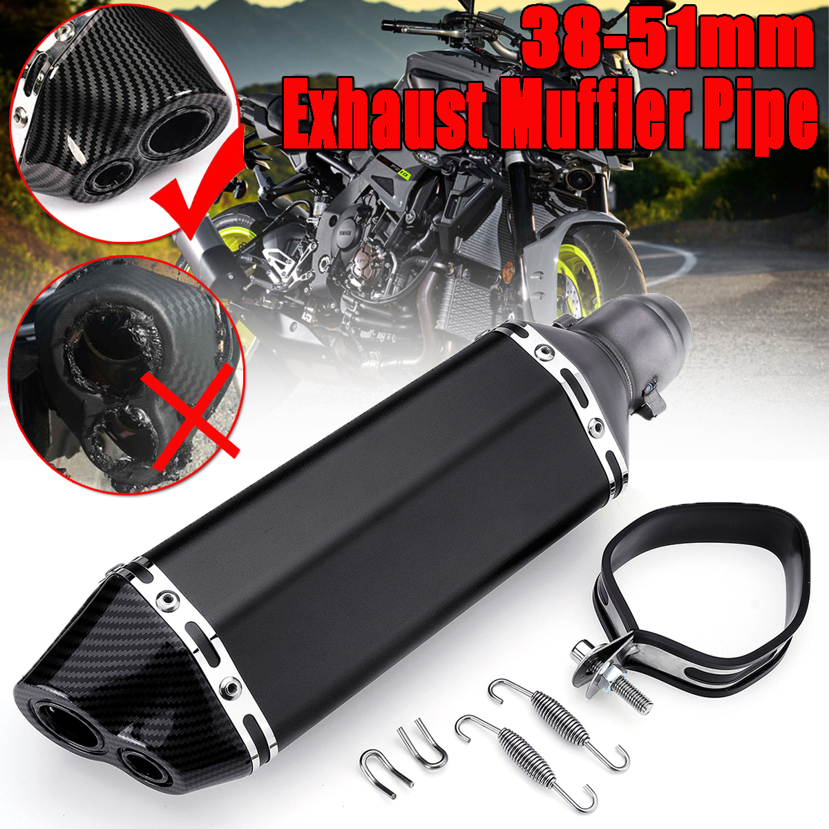 370mm-Motorcycle-Exhaust-Muffler-Tail-Pipe-Tips-DB-Killer-Slip-on-38-51mm-Black-1423779