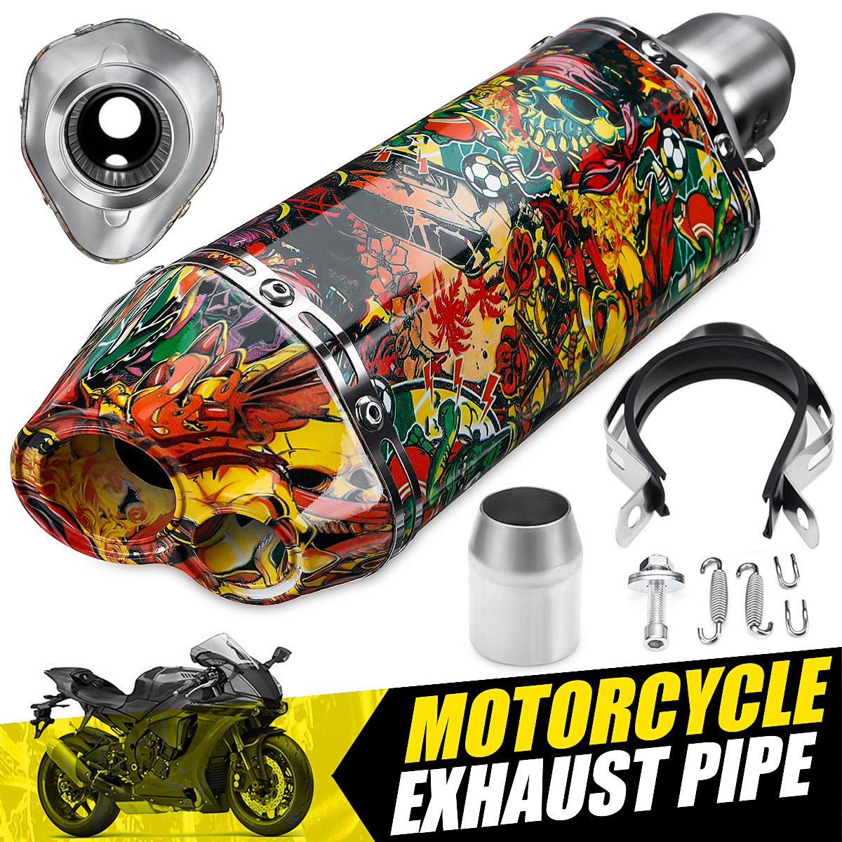 38-51mm-2-Outlet-Universal-Motorcycle-ATV-Exhaust-Pipe-Tail-Muffler-Stainless-1612812