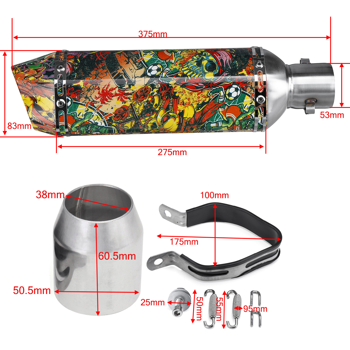 38-51mm-2-Outlet-Universal-Motorcycle-ATV-Exhaust-Pipe-Tail-Muffler-Stainless-1612812