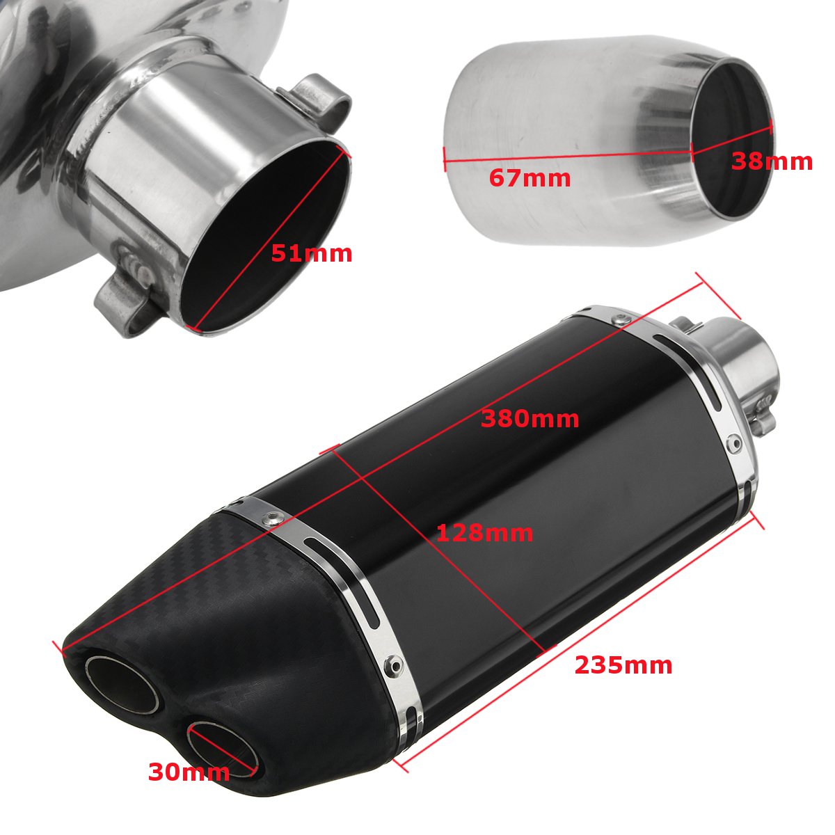 38-51mm-Double-Air-Outlet-Exhaust-Muffler-Pipe-Motorcycle-Carbon-Stainless-Steel-1121816