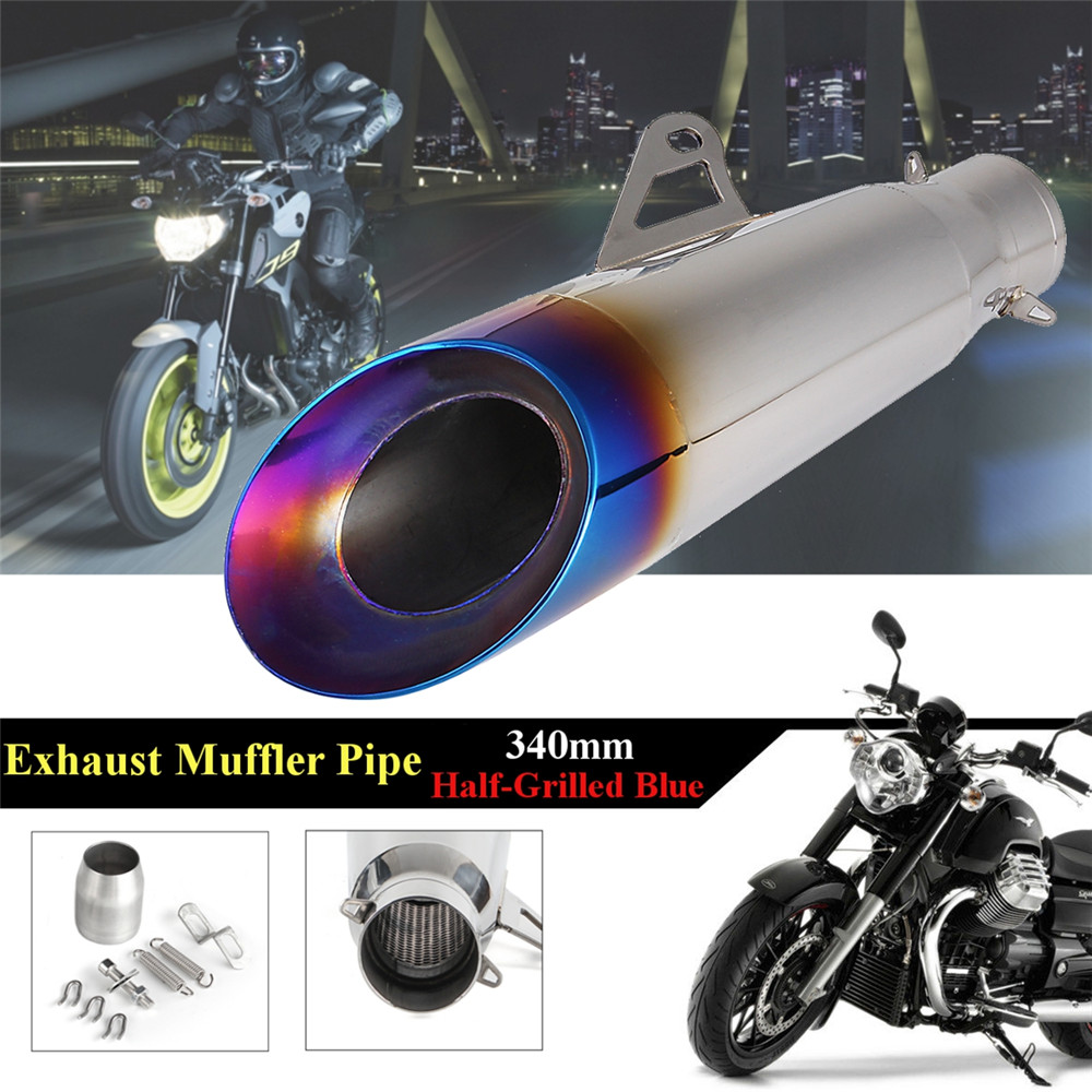 38-51mm-Half-Grilled-Blue-Stainless-Steel-Exhaust-Muffler-Pipe-Kit-For-Motorcycle-ATV-1299196