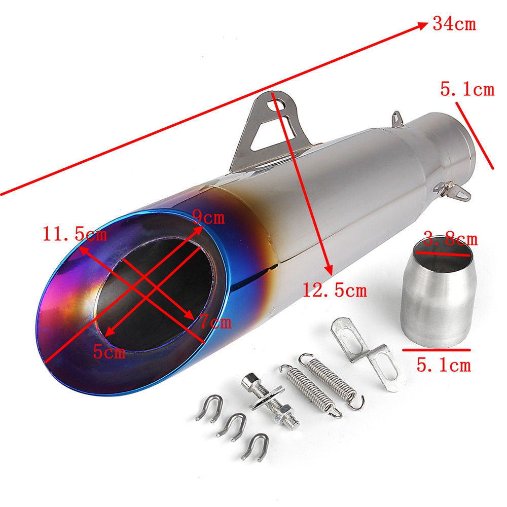 38-51mm-Half-Grilled-Blue-Stainless-Steel-Exhaust-Muffler-Pipe-Kit-For-Motorcycle-ATV-1299196