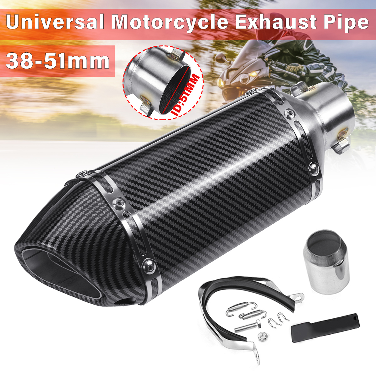 38-51mm-Motorcycle-Carbon-Fiber-Exhaust-Muffler-Pipe-Slip-On-Removable-Silencer-Universal-1742267