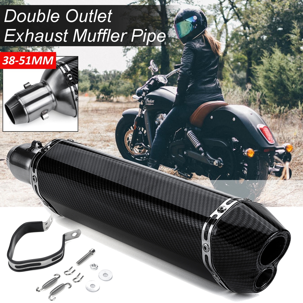 38-51mm-Motorcycle-Double-Outlet-Exhaust-Muffler-Tail-Pipe-Universal-1546839