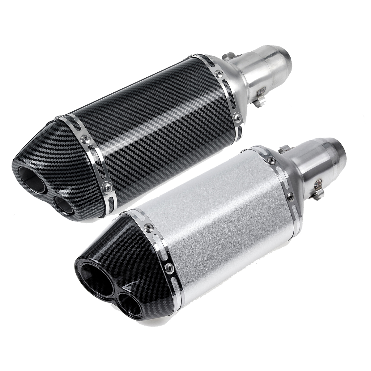 38-51mm-Motorcycle-Double-Outlet-Exhaust-Tail-Pipe-Kit-300mm-Universal-1774303