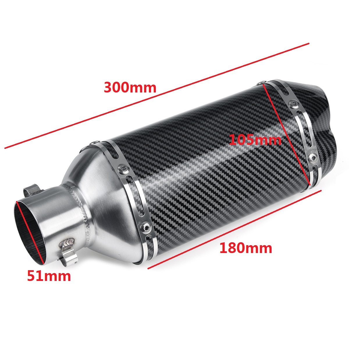 38-51mm-Motorcycle-Double-Outlet-Exhaust-Tail-Pipe-Kit-300mm-Universal-1774303