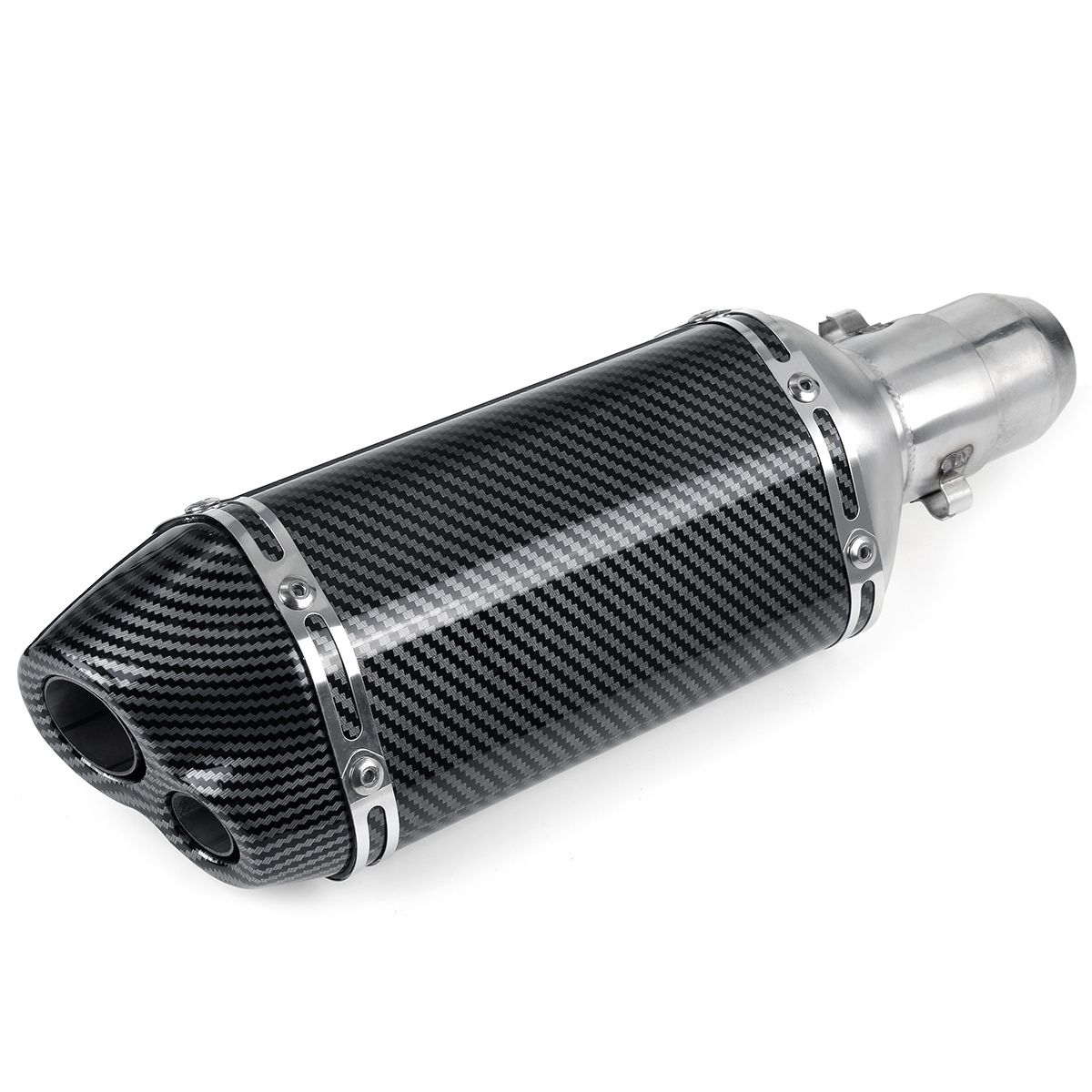 38-51mm-Motorcycle-Double-Outlet-Exhaust-Tail-Pipe-Kit-300mm-Universal-1774303