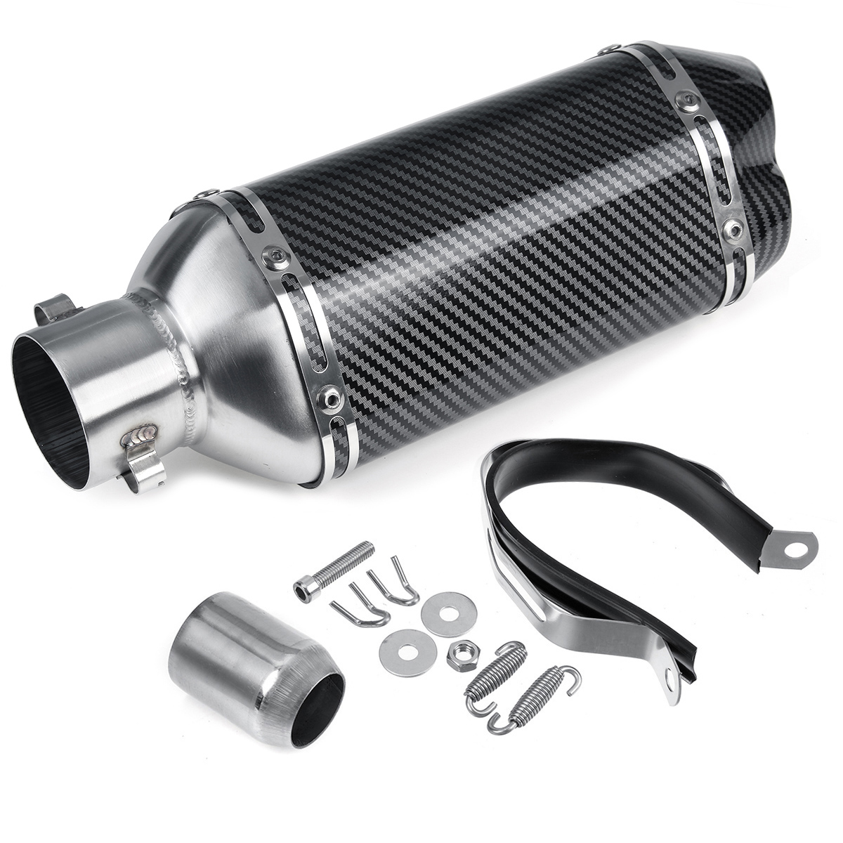 38-51mm-Motorcycle-Double-Outlet-Exhaust-Tail-Pipe-Kit-300mm-Universal-1774303