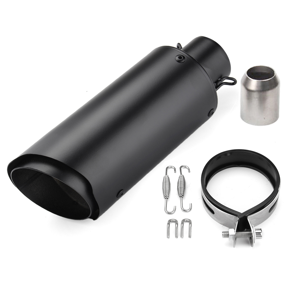 38-51mm-Motorcycle-Exhaust-Muffler-Pipe-Tips-Stainless-Steel-Black-1353070