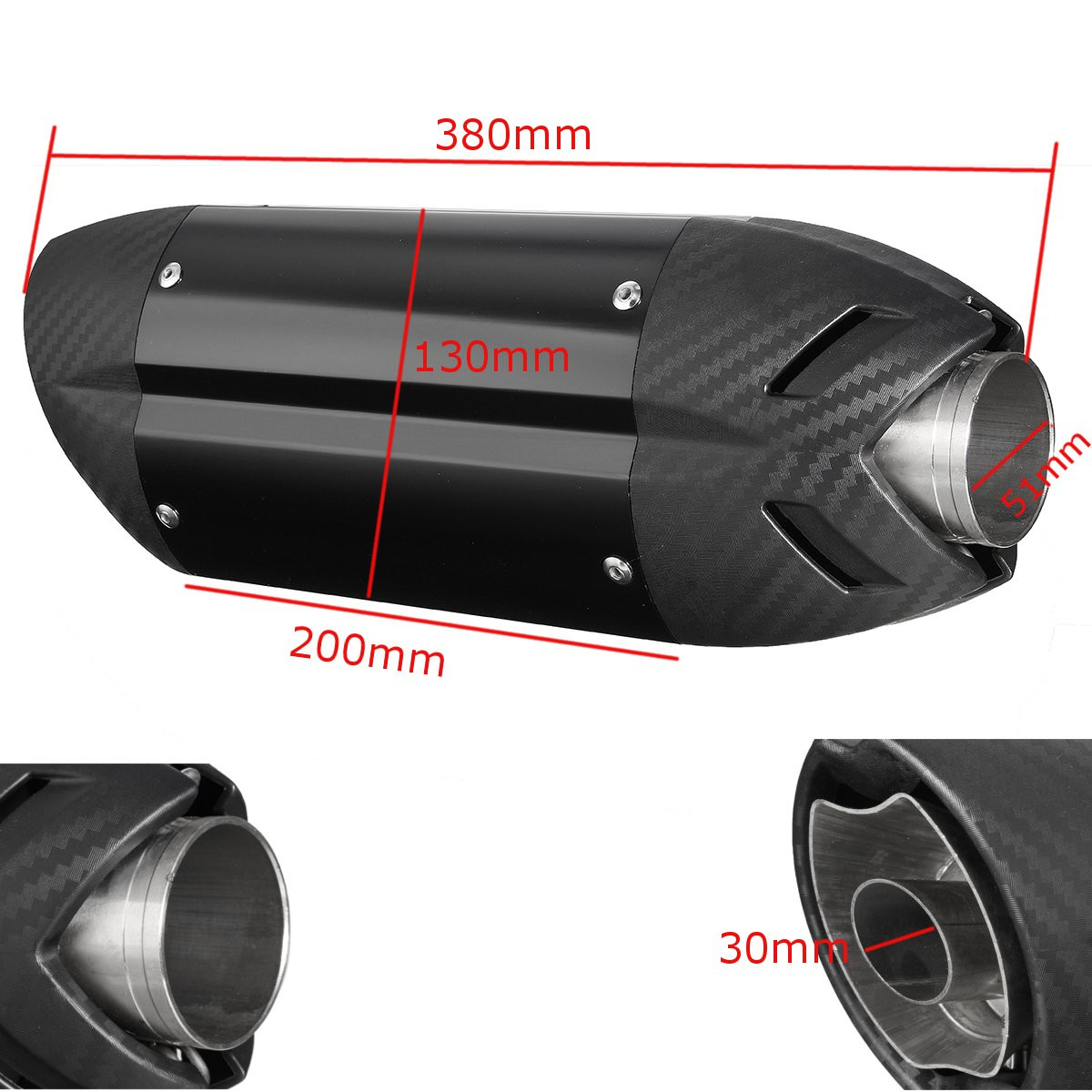 38-51mm-Motorcycle-Exhaust-Street-Sport-Bike-Carbon-Stainless-Steel-Muffler-Universal-1122287