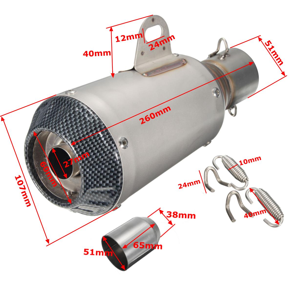 38-51mm-Motorcycle-GP-Exhaust-Muffler-Pipe-Silencer-End-Slip-On-Stainless-Steel-1062505