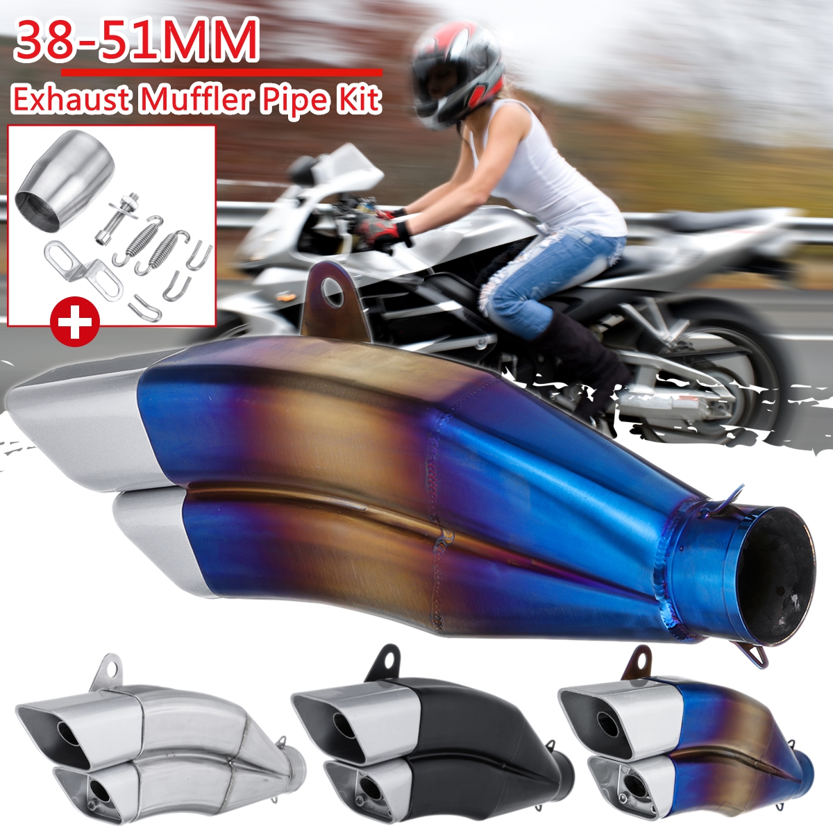 38-51mm-Motorcycle-Middle-Connecting-Tail-Pipe-Exhaust-Muffler-Silencer-System-Universal-For-Kawasak-1527807