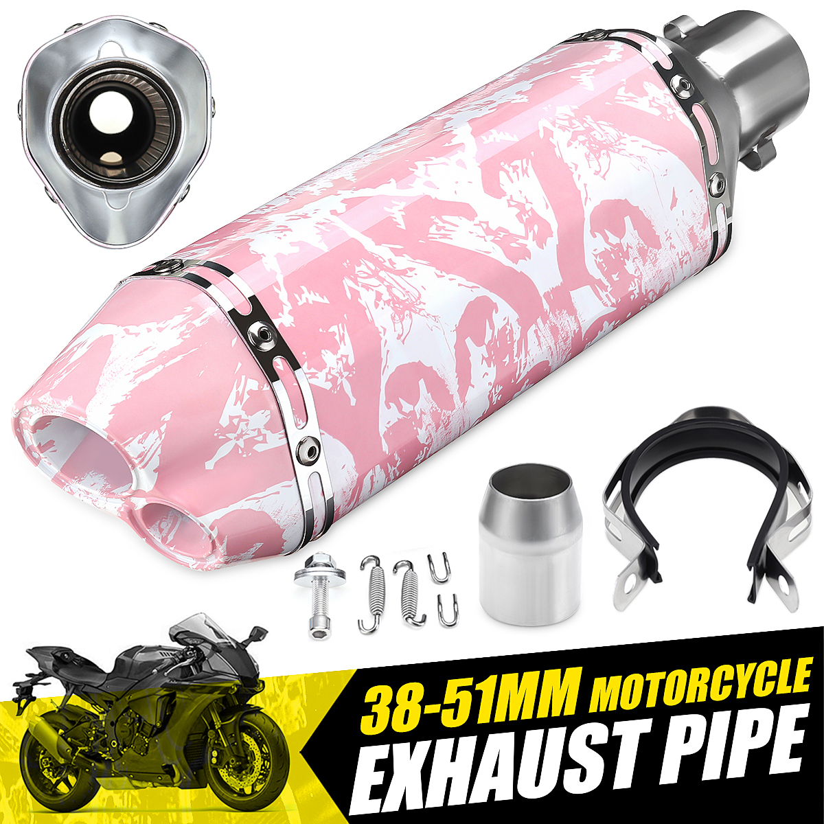 38-51mm-Short-Motorcycle-Exhaust-Muffler-Double-Outlet-Pipe-Universal-1613684