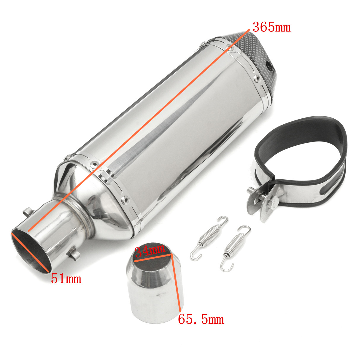 38-51mm-Stainless-Pipe-Muffler-Exhaust-w-Silencer--Motorcycle-Dirt-Street-Bike-1158606