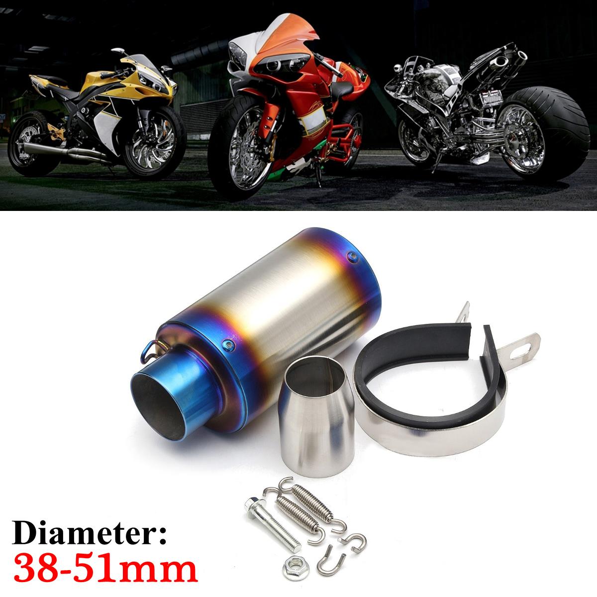 38-51mm-Universal-Motorcycle-Cylinder-Exhaust-Muffler-Pipe-BluingCarbon-Fibre-1127821