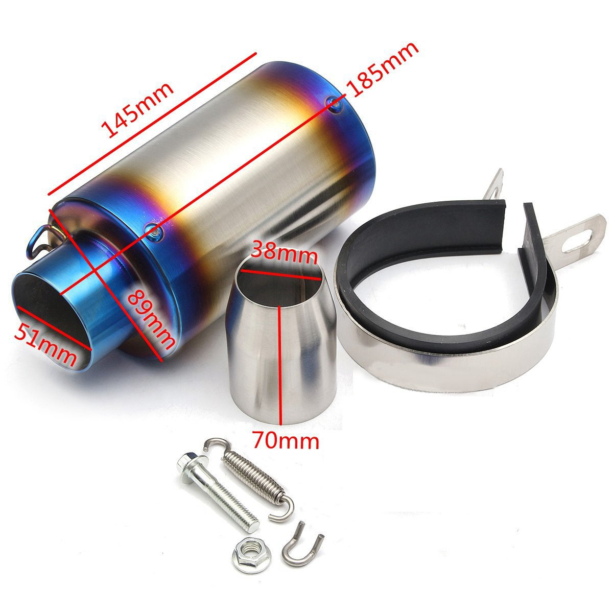 38-51mm-Universal-Motorcycle-Cylinder-Exhaust-Muffler-Pipe-BluingCarbon-Fibre-1127821