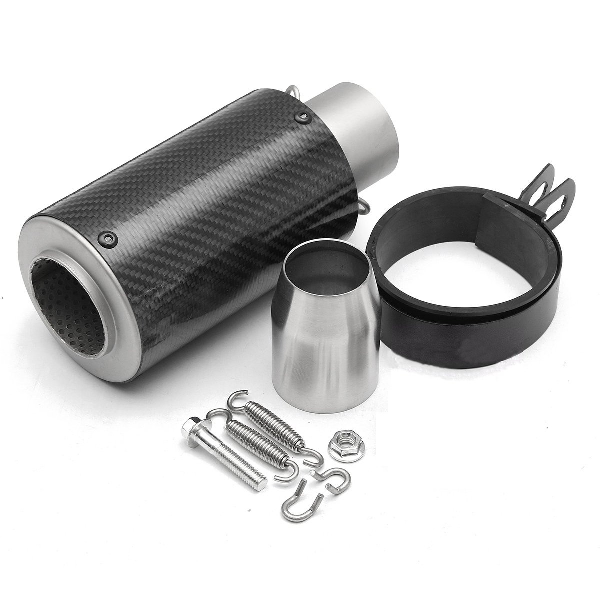38-51mm-Universal-Motorcycle-Cylinder-Exhaust-Muffler-Pipe-BluingCarbon-Fibre-1127821