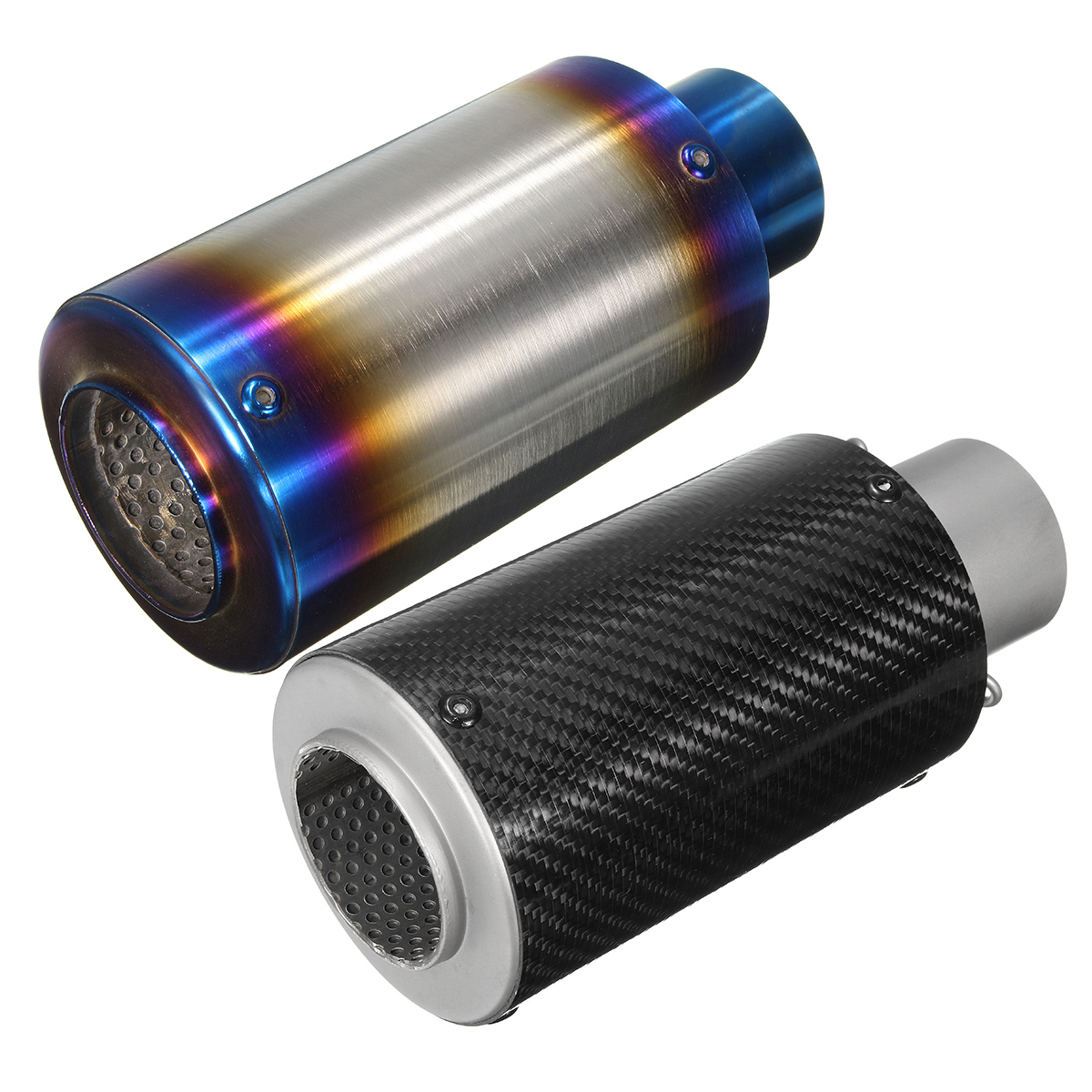 38-51mm-Universal-Motorcycle-Cylinder-Exhaust-Muffler-Pipe-BluingCarbon-Fibre-1127821