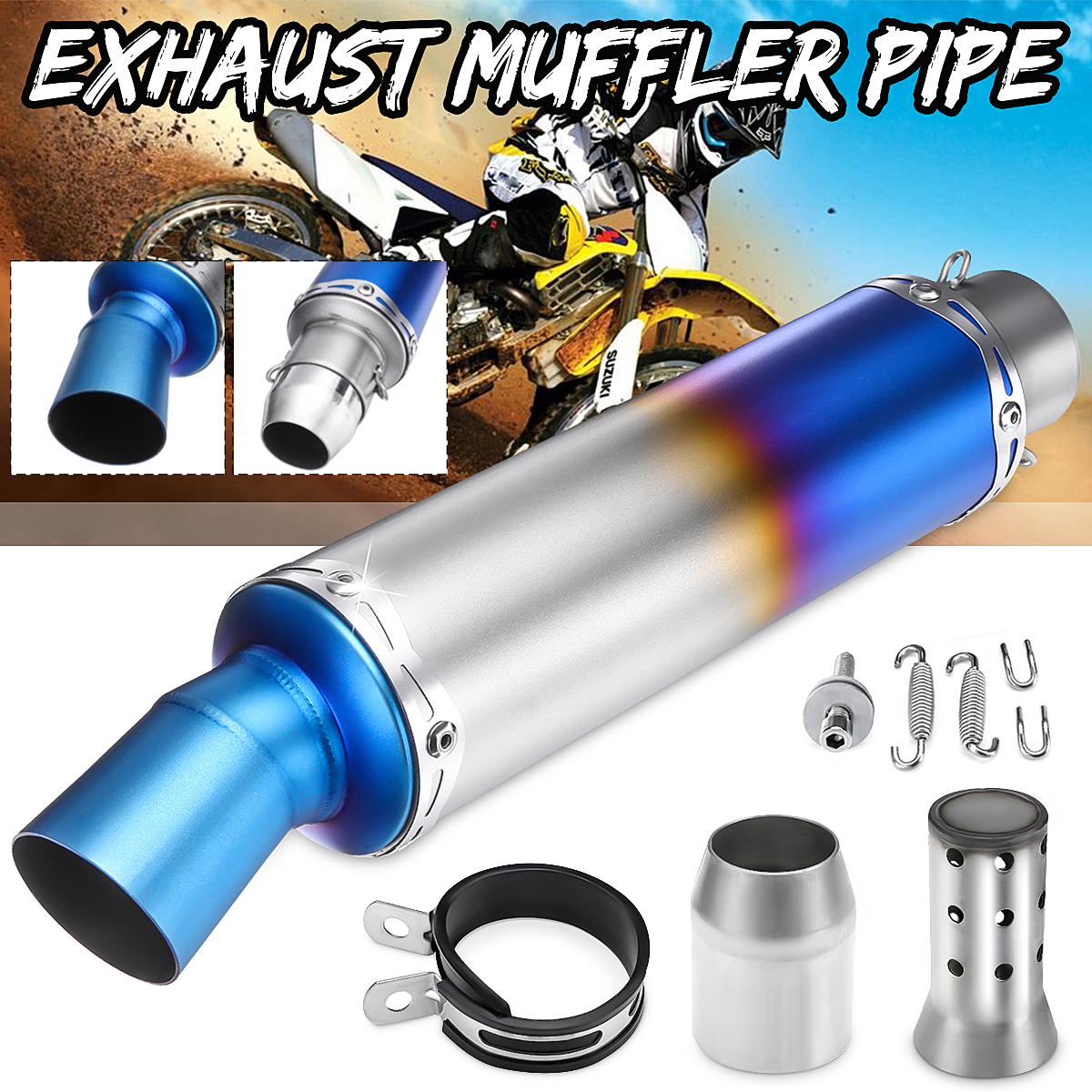 38-51mm-Universal-Motorcycle-Exhaust-Muffler-Pipe-Stainless-Steel-Tail-Tube-1640822