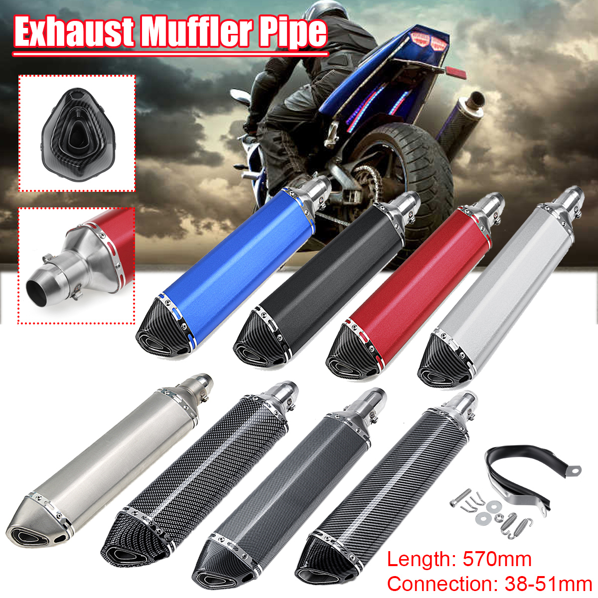 38-51mm-Universal-Motorcycle-Signal-Outlet-Exhaust-Muffler-Tail-Pipe-Kit-1774304