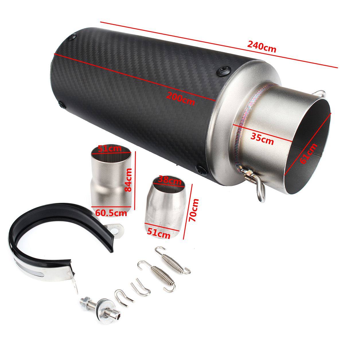 38-62mm-Carbon-Motorcycle-Universal-Exhaust-Muffler-Pipe-Stainless-Steel-w-Mesh-1220212