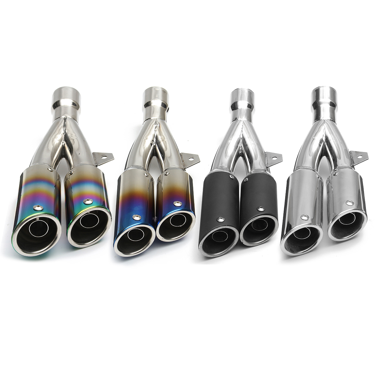 38mm-51mm-Muffler-Exhaust-Tailpipe-Double-Twin-Tip-Steel-Motorcycle-Universal-1172292