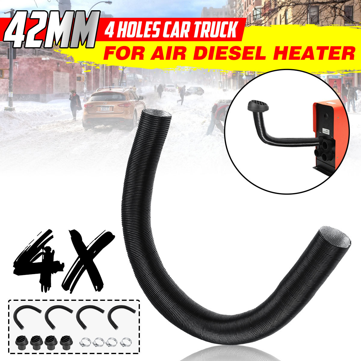 4Pcs-42mm-Heater-Duct-Pipe-Tube--Air-Duct-Vent-For-Air-Diesel-Heater-4-Holes-1816952
