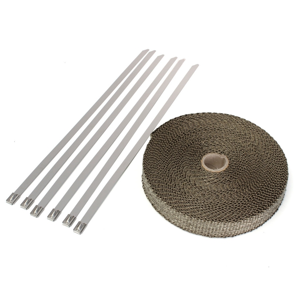 50mmx15m-Exhaust-Heat-Wrap-Insulation-Pipe-Tape-Titanium-Glass-Fiber-With-6-Stainless-Ties-1037619