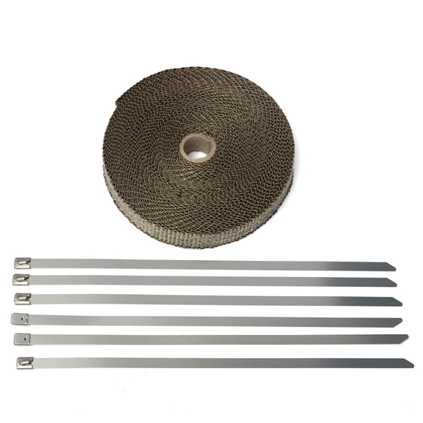 50mmx15m-Exhaust-Heat-Wrap-Insulation-Pipe-Tape-Titanium-Glass-Fiber-With-6-Stainless-Ties-1037619