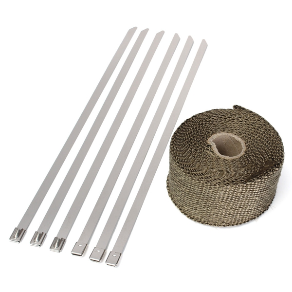 50mmx5m-Exhaust-Heat-Wrap-Insulation-Pipe-Tape-Titanium-Glass-Fiber-With-6-Stainless-Ties-1037621