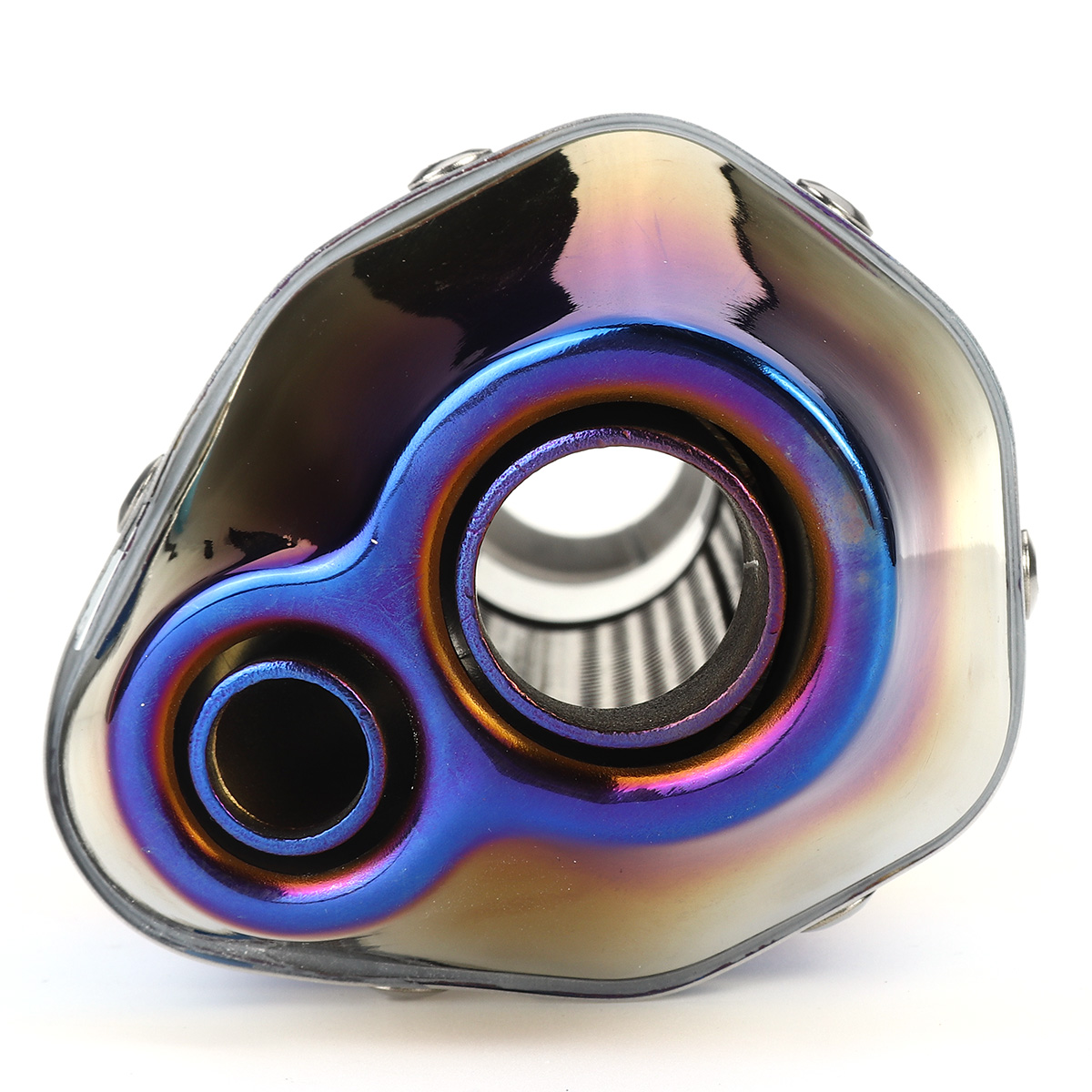 51mm-Double-Outlet-Motorcycle-Rear-Exhaust-Tail-Pipe-Blue-Universal-Motorbike-370mm-Stainless-Steel-1774302