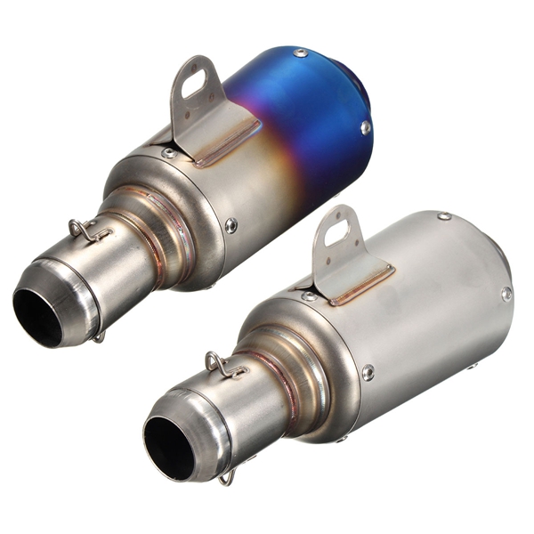 51mm-Motorcycle-Street-Bike-GP-Exhaust-Muffler-Pipe-Stainless-Steel-Silver-OR-Grilled-Blue-Mesh-1051107