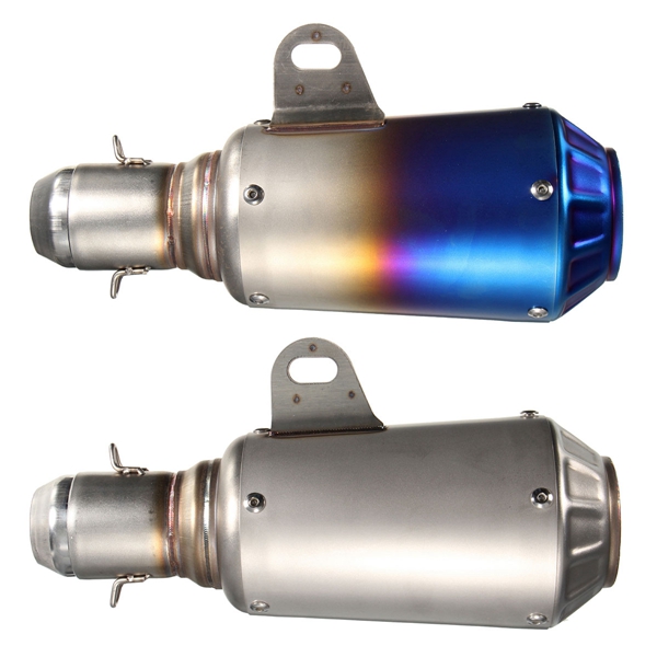 51mm-Motorcycle-Street-Bike-GP-Exhaust-Muffler-Pipe-Stainless-Steel-Silver-OR-Grilled-Blue-Mesh-1051107