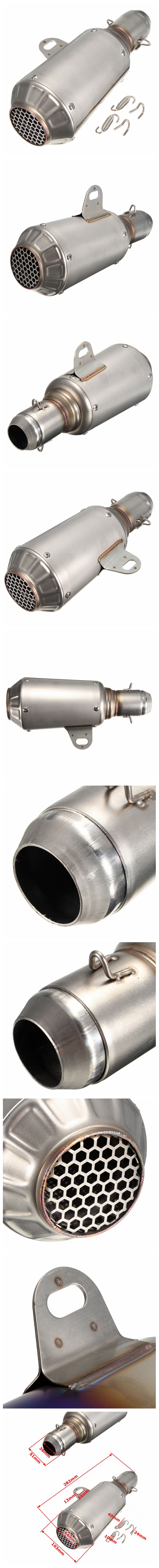 51mm-Motorcycle-Street-Bike-GP-Exhaust-Muffler-Pipe-Stainless-Steel-Silver-OR-Grilled-Blue-Mesh-1051107