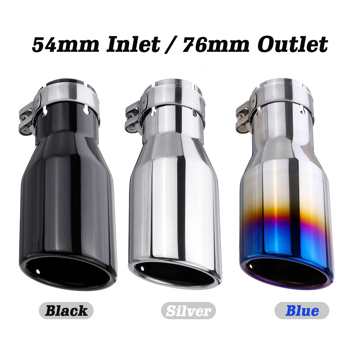 54mm-76mm-Car-Rear-Exhaust-Pipe-Tail-Muffler-Tip-Round-Stainless-Steel-Universal-1632263