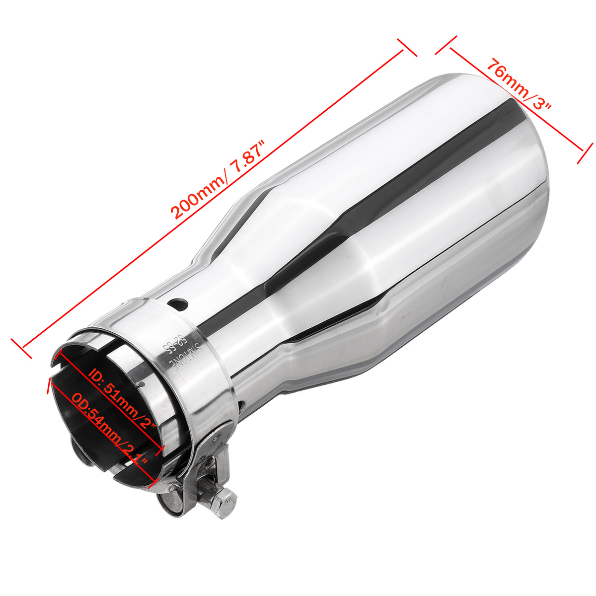 54mm-76mm-Car-Rear-Exhaust-Pipe-Tail-Muffler-Tip-Round-Stainless-Steel-Universal-1632263