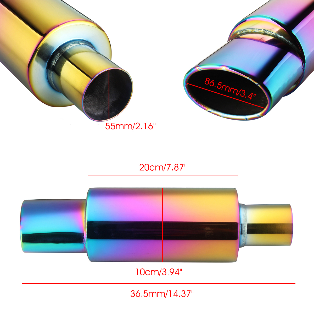55mm-Stainless-Steel-Exhaust-Pipe-Racing-Muffler-Tip-Universal-1427929