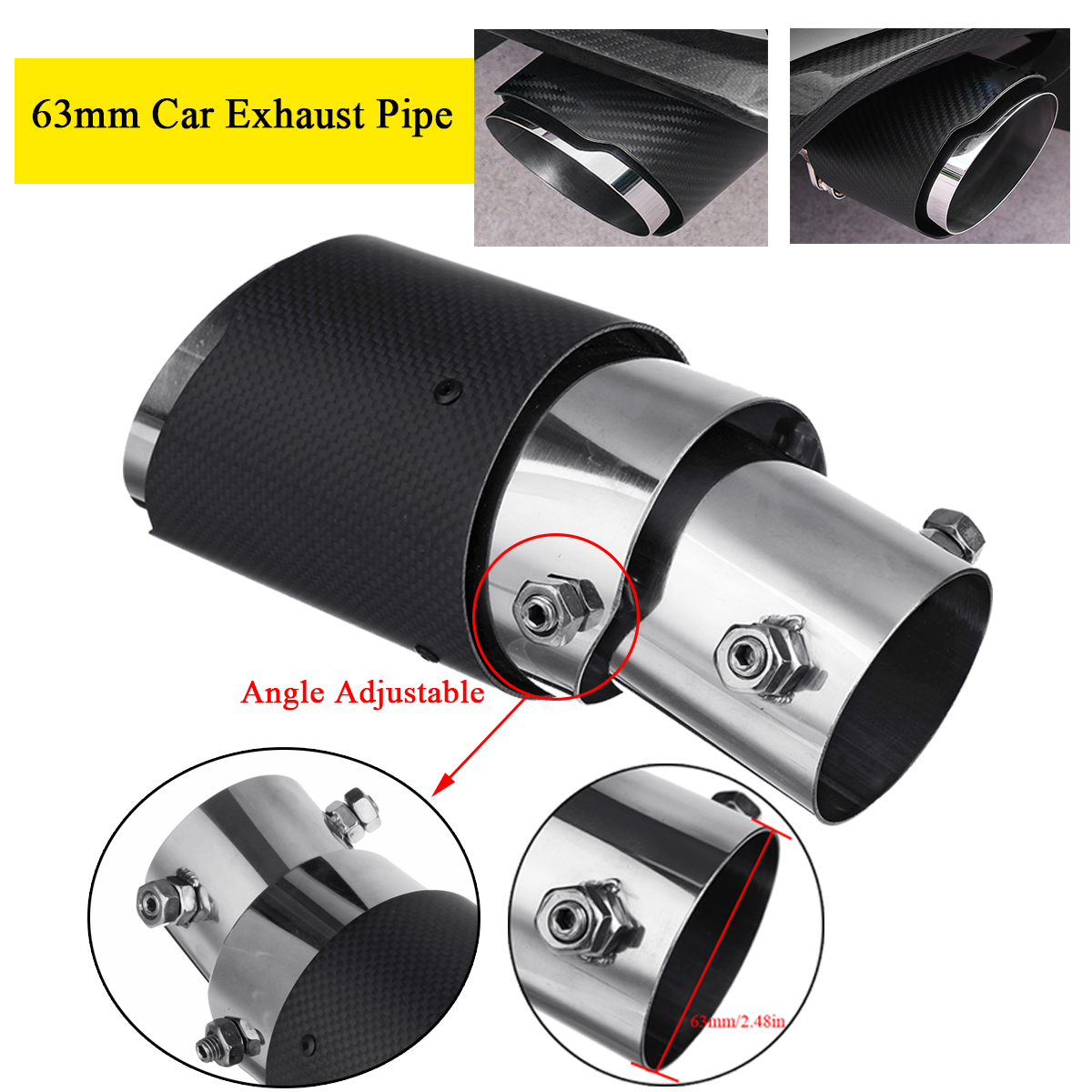 63mm-Adjustable-Angle-Car-Exhaust-Muffler-Pipe-Tip-Cover-100-Carbon-Fiber-Matte-Black-1500207