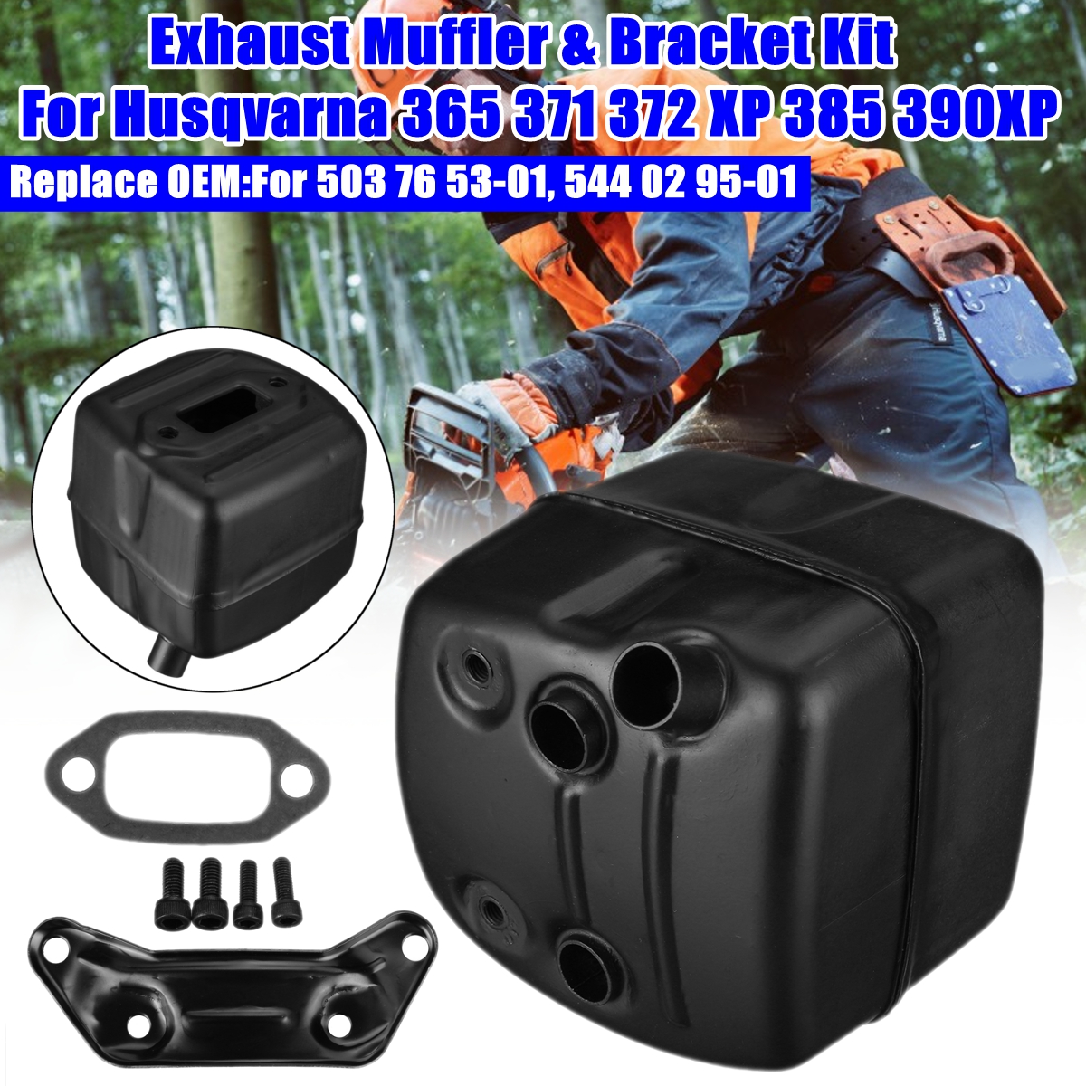 Exhaust-Muffler-Gasket-Bracket-Kit-For-Husqvarna-365-371-372-XP-385-544-02-1995-2001-1779944