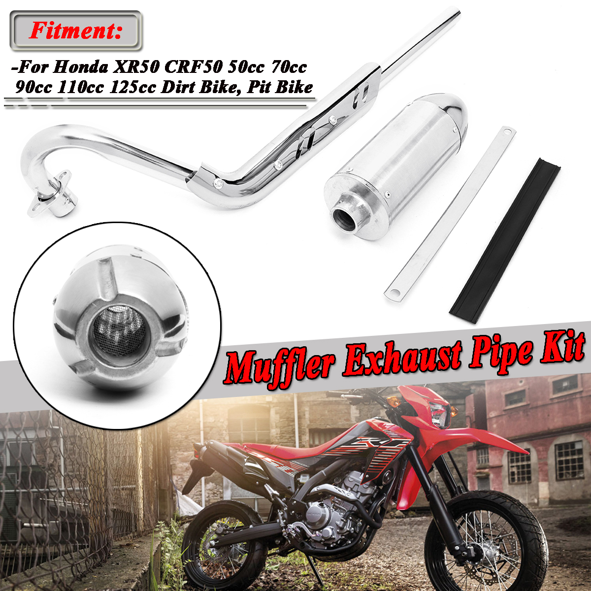 Exhaust-Muffler-Pipe-For-HONDA-XR50R-CRF-50F-70cc-110cc-125cc-SDG-SSR-Pit-Bike-1375312
