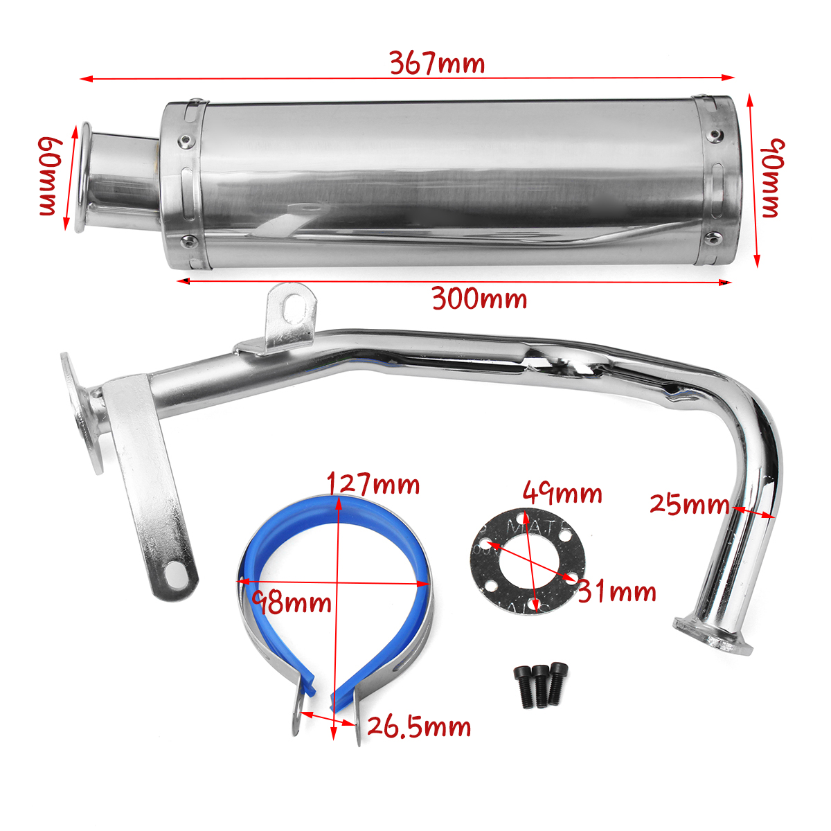 GY6-50cc-100cc-Scooter-Performance-Exhaust-Muffler-Stainless-Pipe-88300mm-1345771