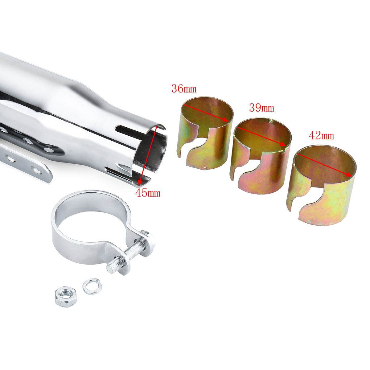 Motorcycle-Cafe-Racer-Exhaust-Muffler-Pipe-Silencer-Sliding-Bracket-Universal-1263619