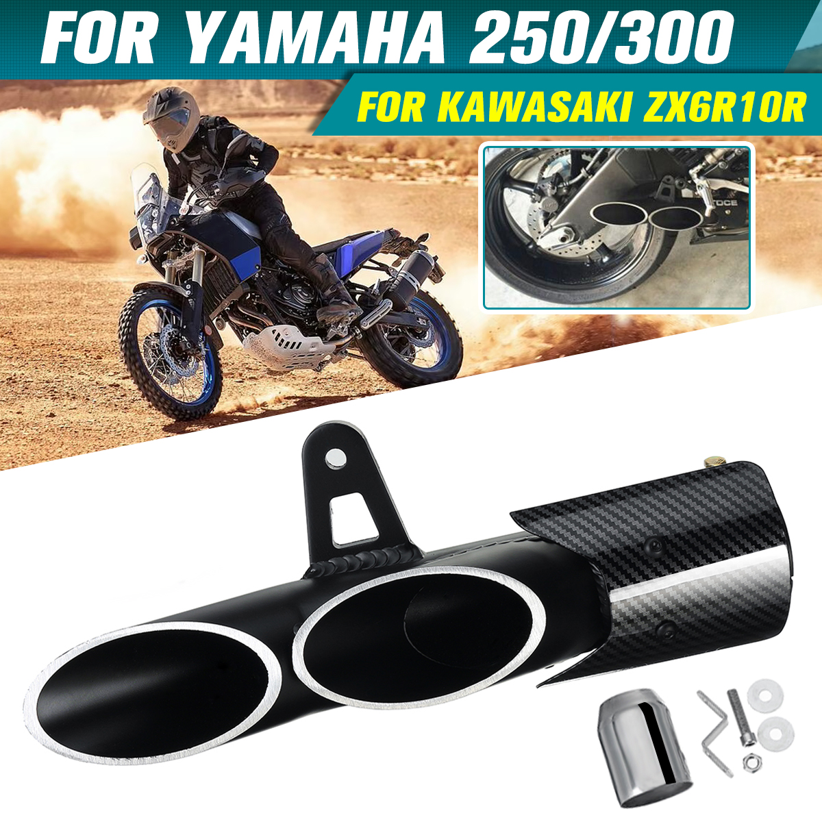 Motorcycle-Dual-Outlet-Exhaust-Muffler-Tail-Pipe-For-Yamaha-250300-For-Kawasaki-ZX6R10R-1746198