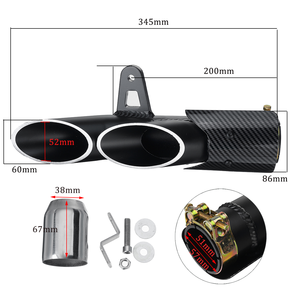 Motorcycle-Dual-Outlet-Exhaust-Muffler-Tail-Pipe-For-Yamaha-250300-For-Kawasaki-ZX6R10R-1746198