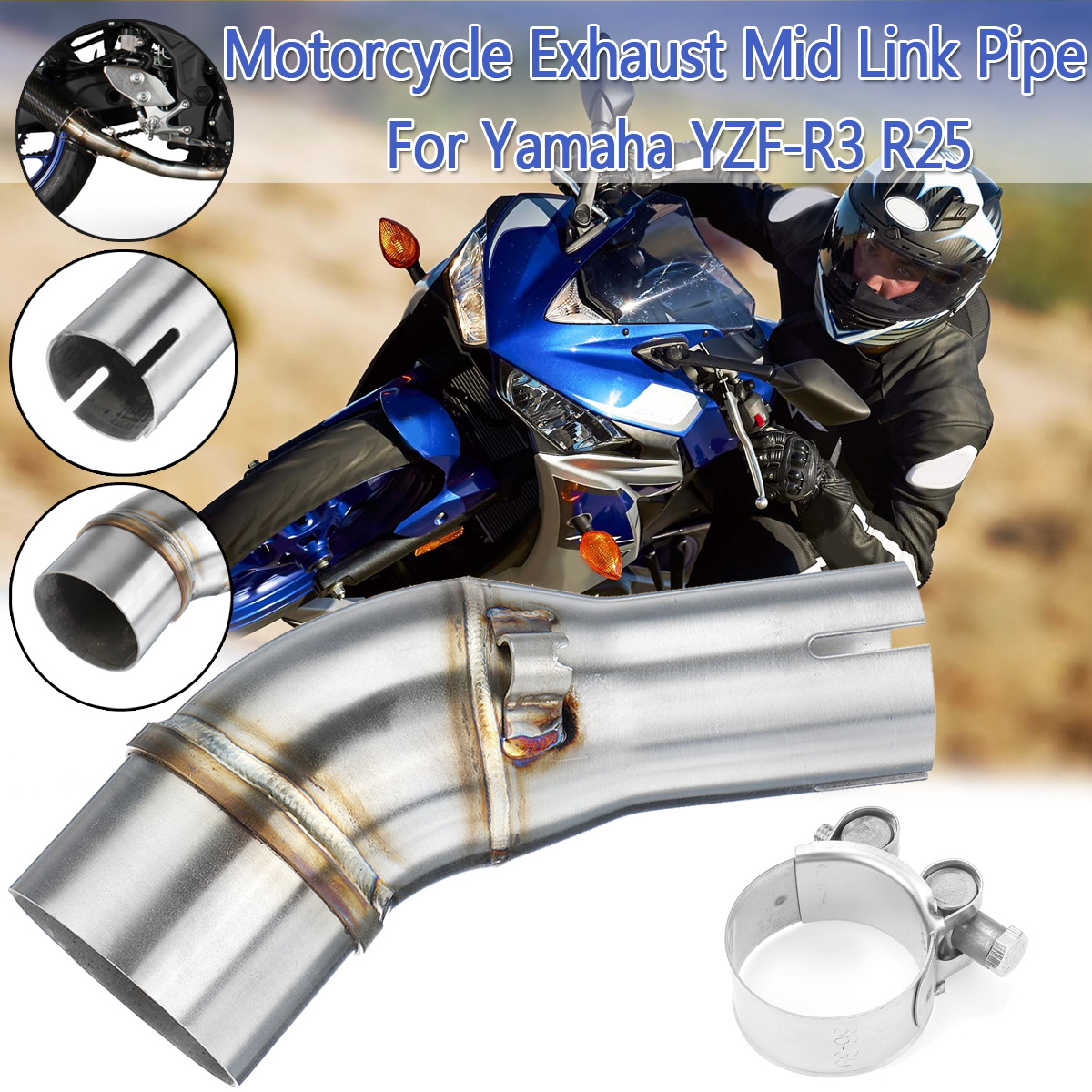 Motorcycle-Exhaust-Mid-Link-Pipe-Muffler-For-Yamaha-YZF-R3-R25-1533743